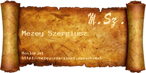 Mezey Szergiusz névjegykártya